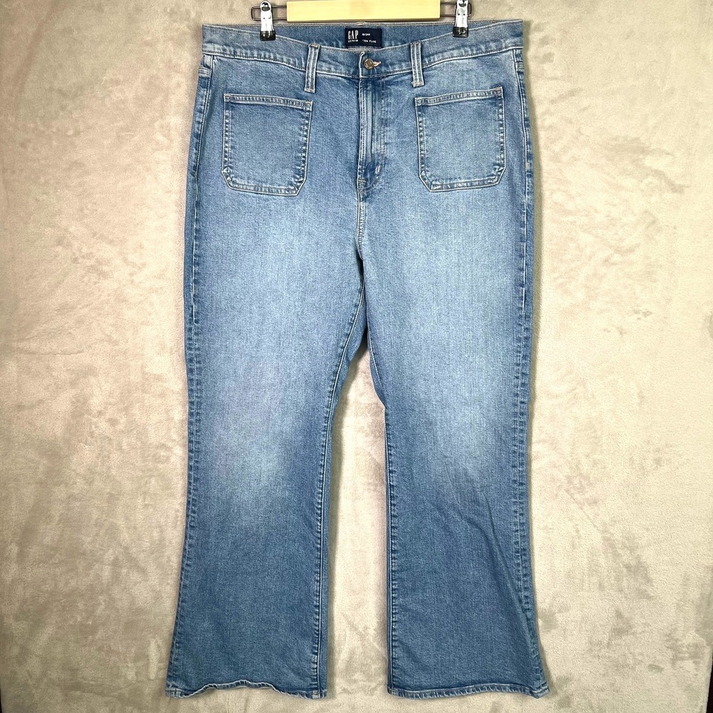 Gap‎ Jeans Women 18/34R - 70s Flare High Rise Denim Medium Wash